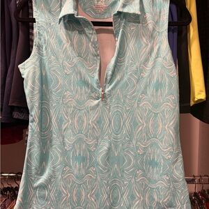 Cutter & Buck Turquoise Patterned Sleeveless Blouse
